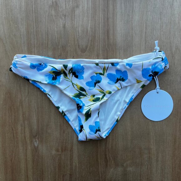 TORI PRAVER CAILA BOTTOM Women’s Floral Ruched Sides Lined Bikini Bottoms sz XS - Picture 1 of 6